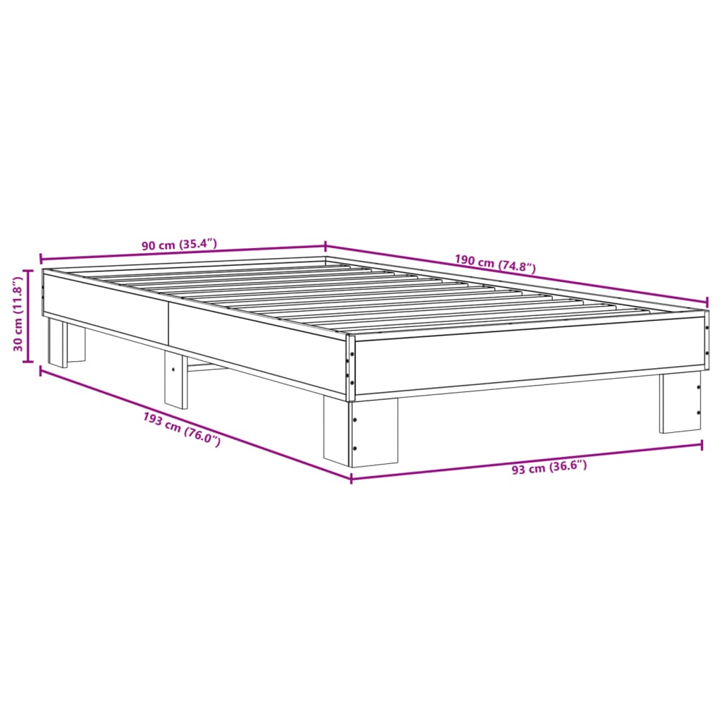 Giroletto Nero 90x190 cm in Legno Multistrato e Metallo 845882