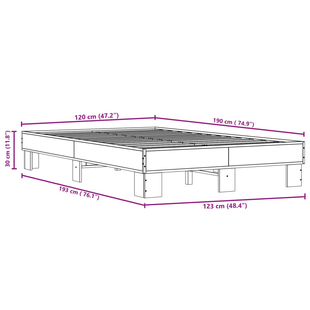 Giroletto Grigio Sonoma 120x190 cm in Legno Multistrato Metallo 845890