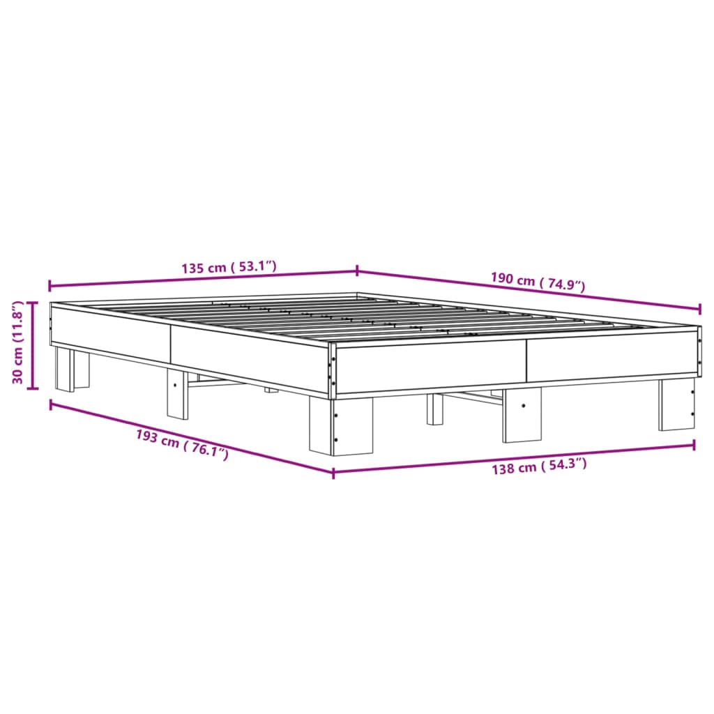 Giroletto Rovere Fumo 135x190 cm in Legno Multistrato Metallo 845894