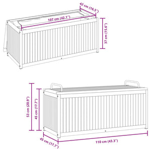 Scatola Cuscini da Esterno 110x45x42/53 cm Legno Acacia/Acciaio 367609
