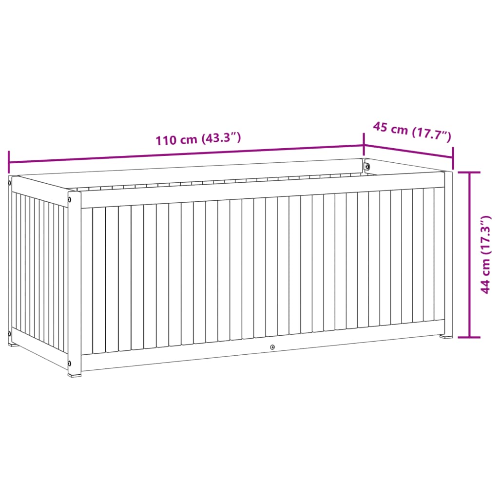 Fioriera da Giardino 110x45x44 cm in Legno Acacia e Acciaio 367612