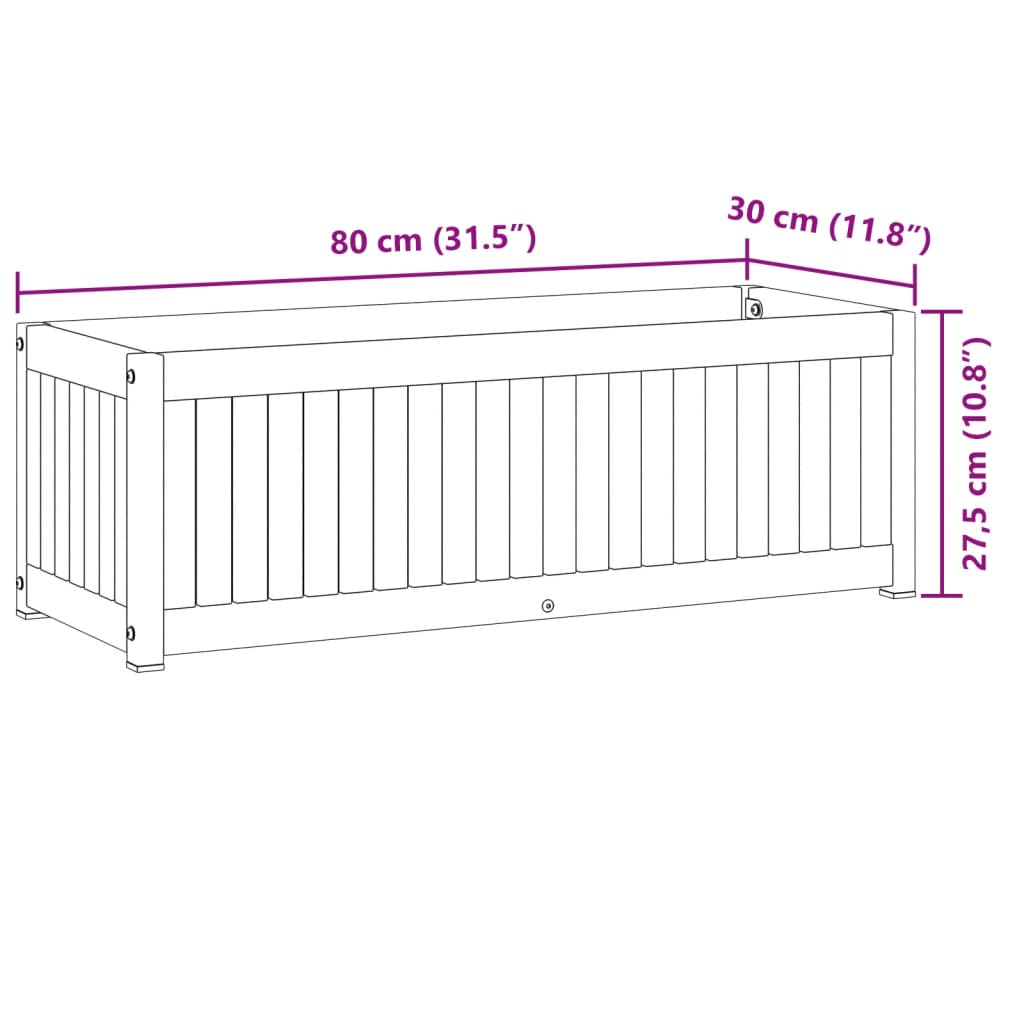 Fioriera da Giardino 80x30x27,5 cm in Legno Massello di Acacia 367614