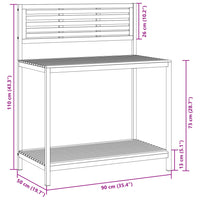 Tavolo da Invasatura 90x50x110 cm in Legno Acacia e Acciaio 367619