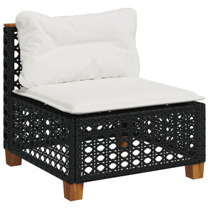 Set Divani da Giardino 5 pz con Cuscini in Polyrattan Nero 3261728