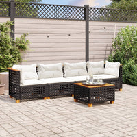 Set Divani da Giardino 5 pz con Cuscini in Polyrattan Nero 3261728