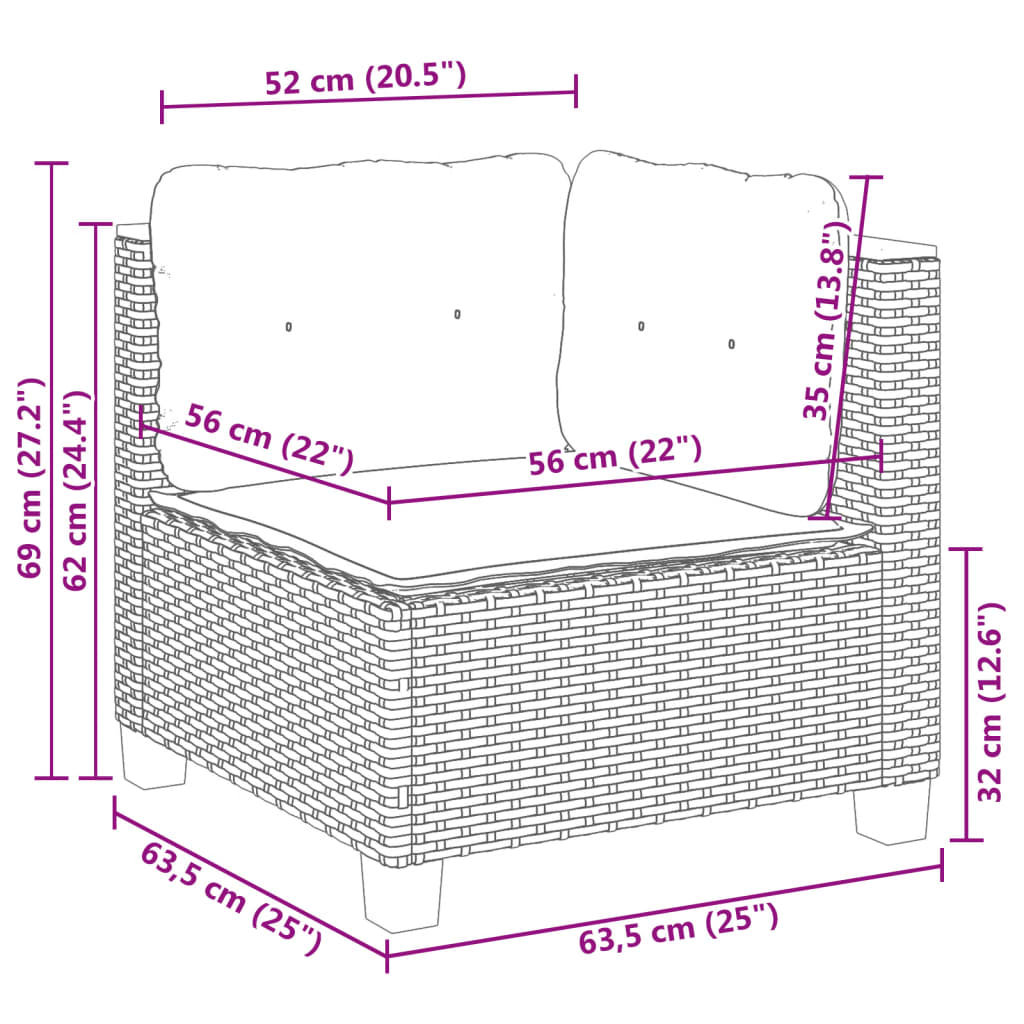 Set Divano da Giardino 6 pz con Cuscini Nero in Polyrattan 3261731