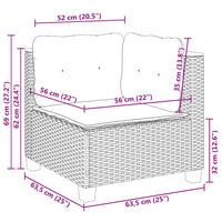 Set Divano da Giardino 6 pz con Cuscini Nero in Polyrattan 3261731