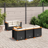 Set Divano da Giardino 6 pz con Cuscini Nero in Polyrattan 3261731