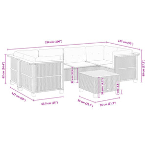 Set Divani da Giardino con Cuscini 7pz Nero Polyrattan 3261743