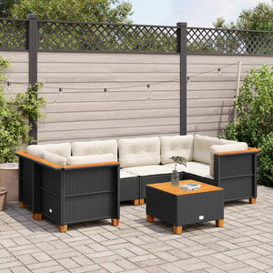 Set Divani da Giardino con Cuscini 7pz Nero Polyrattan 3261743