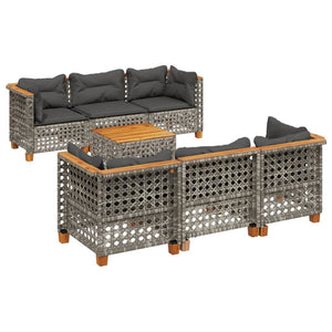 Set Divano da Giardino 8 pz con Cuscini Grigio in Polyrattan 3261753