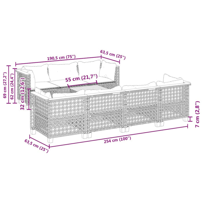 Set Divano da Giardino 8 pz con Cuscini Grigio in Polyrattan 3261753