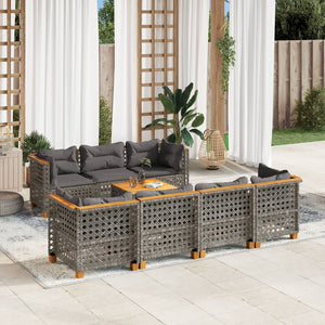 Set Divano da Giardino 8 pz con Cuscini Grigio in Polyrattan 3261753