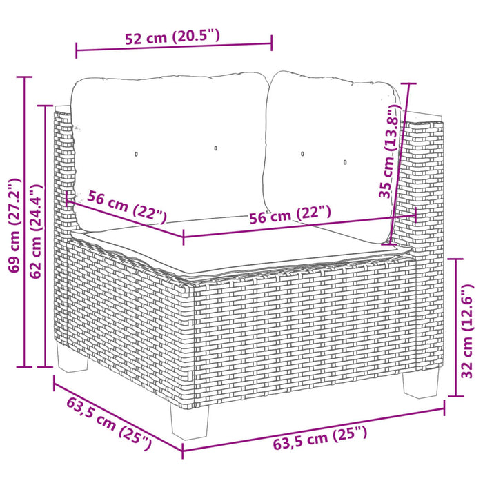 Set Divani da Giardino con Cuscini 8 pz Nero in Polyrattan 3261761