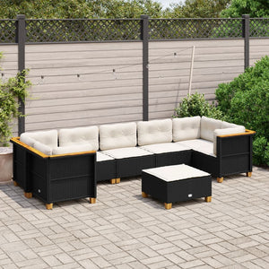 Set Divani da Giardino con Cuscini 8 pz Nero in Polyrattan 3261761