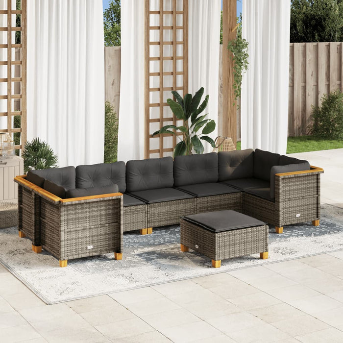 Set Divano da Giardino 8 pz con Cuscini Grigio in Polyrattan 3261762