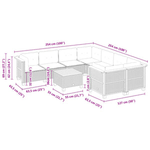 Set Divano da Giardino 9 pz con Cuscini Grigio in Polyrattan 3261774