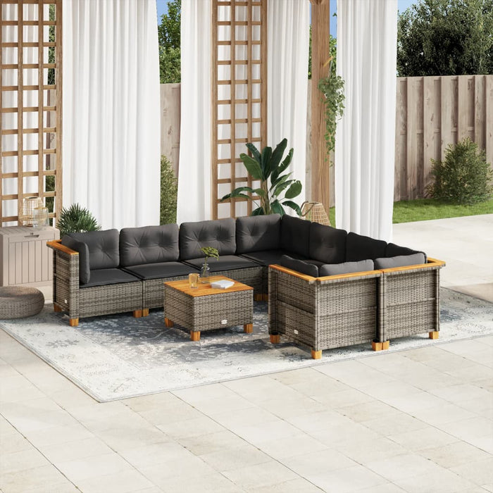 Set Divano da Giardino 9 pz con Cuscini Grigio in Polyrattan 3261774