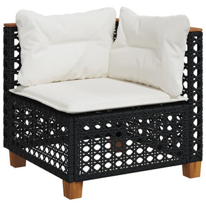 Set Divani da Giardino 9 pz con Cuscini Nero in Polyrattan 3261776