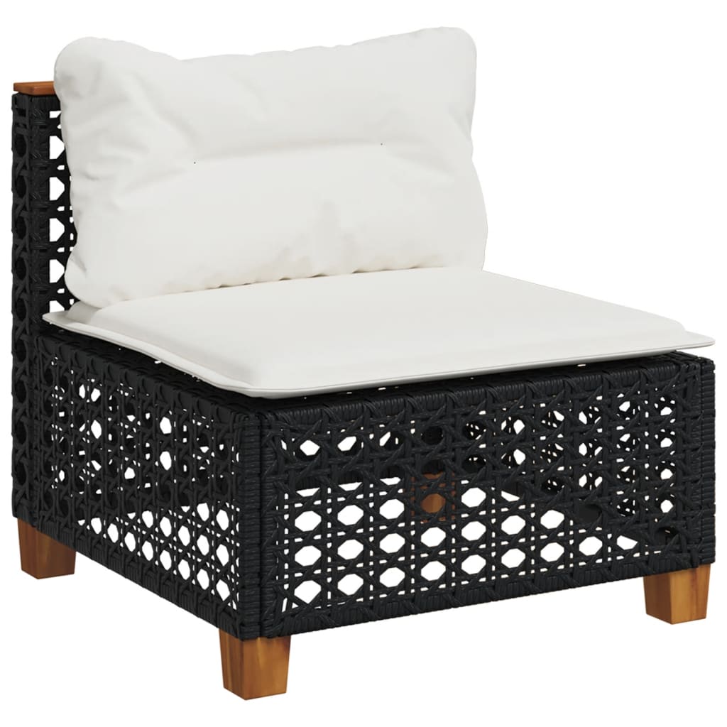 Set Divani da Giardino 9 pz con Cuscini Nero in Polyrattan 3261776