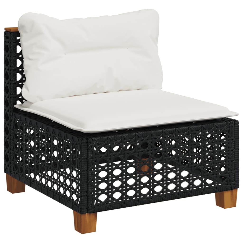 Set Divani da Giardino 4 pz con Cuscini Nero in Polyrattan 3261782