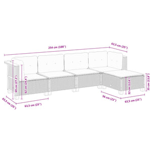 Set Divano da Giardino 5 pz con Cuscini Grigio in Polyrattan 3261786