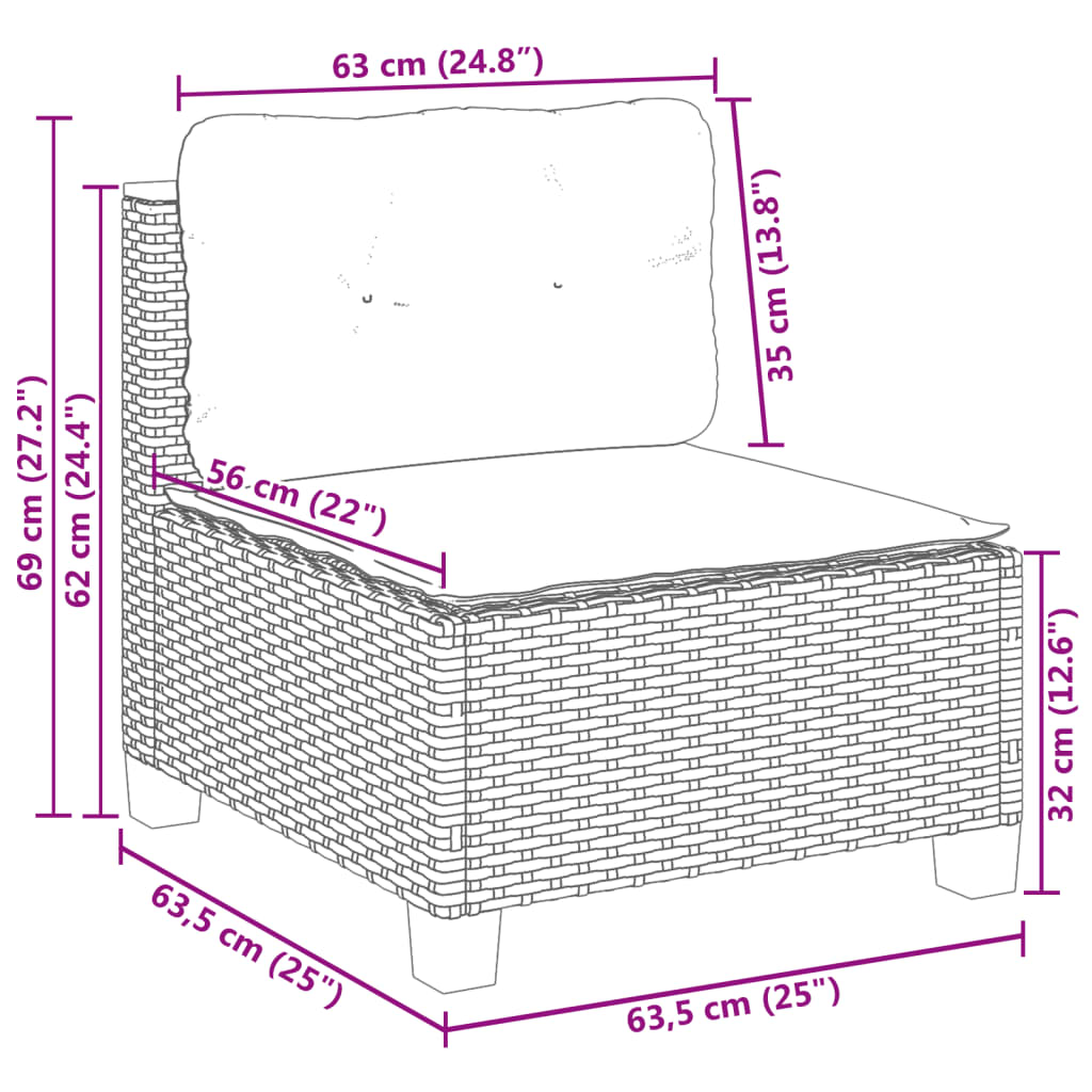 Set Divano da Giardino 5 pz con Cuscini Grigio in Polyrattan 3261786