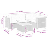 Set Divani da Giardino 5 pz con Cuscini in Polyrattan Nero 3261803