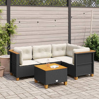 Set Divani da Giardino 5 pz con Cuscini in Polyrattan Nero 3261803