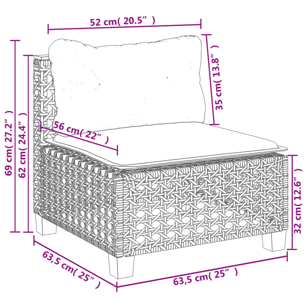 Set Divano da Giardino 5 pz con Cuscini Grigio in Polyrattan 3261813