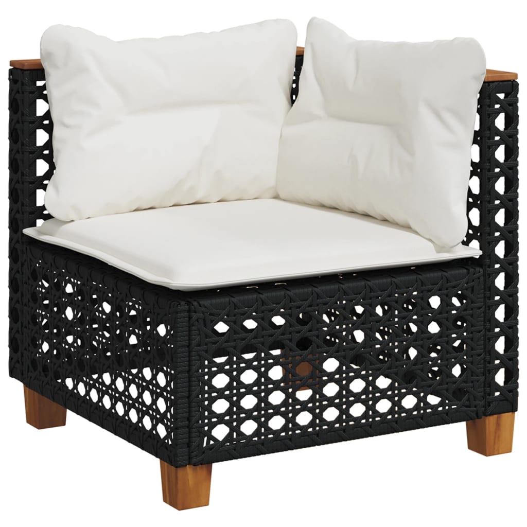 Set Divani da Giardino 5 pz con Cuscini in Polyrattan Nero 3261824