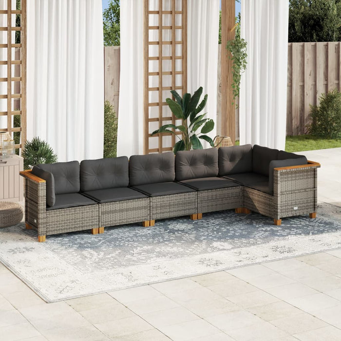 Set Divano da Giardino 6 pz con Cuscini Grigio in Polyrattan 3261846