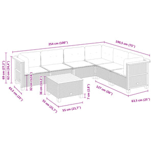 Set Divani da Giardino con Cuscini 7pz Nero Polyrattan 3261863