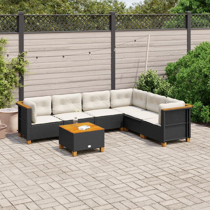 Set Divani da Giardino con Cuscini 7pz Nero Polyrattan 3261863