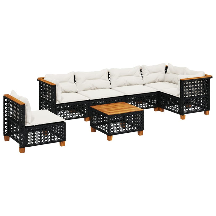 Set Divani da Giardino con Cuscini 7pz Nero Polyrattan 3261878