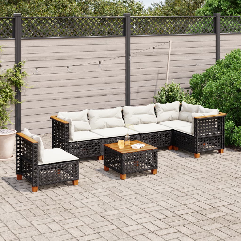 Set Divani da Giardino con Cuscini 7pz Nero Polyrattan 3261878