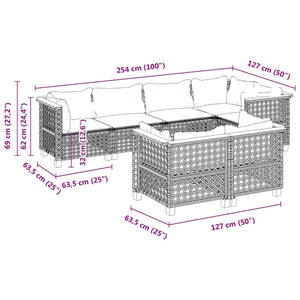 Set Divani da Giardino 7 pz con Cuscini Grigio in Polyrattan 3261885