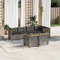 Set Divani da Giardino 7 pz con Cuscini Grigio in Polyrattan 3261885