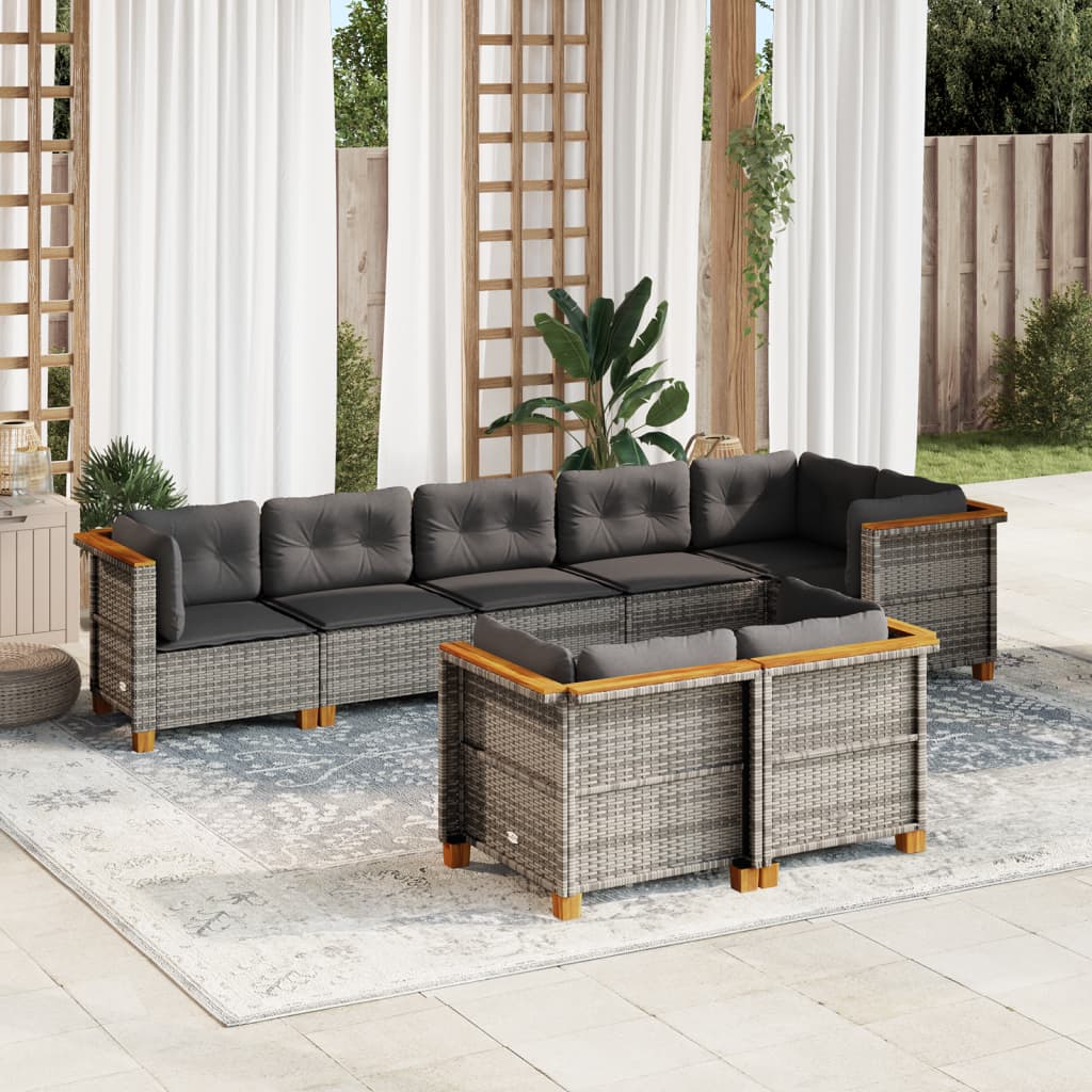 Set Divano da Giardino 8 pz con Cuscini Grigio in Polyrattan 3261888