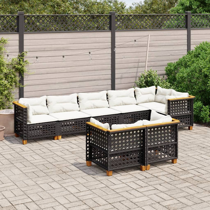 Set Divani da Giardino con Cuscini 8 pz Nero in Polyrattan 3261890