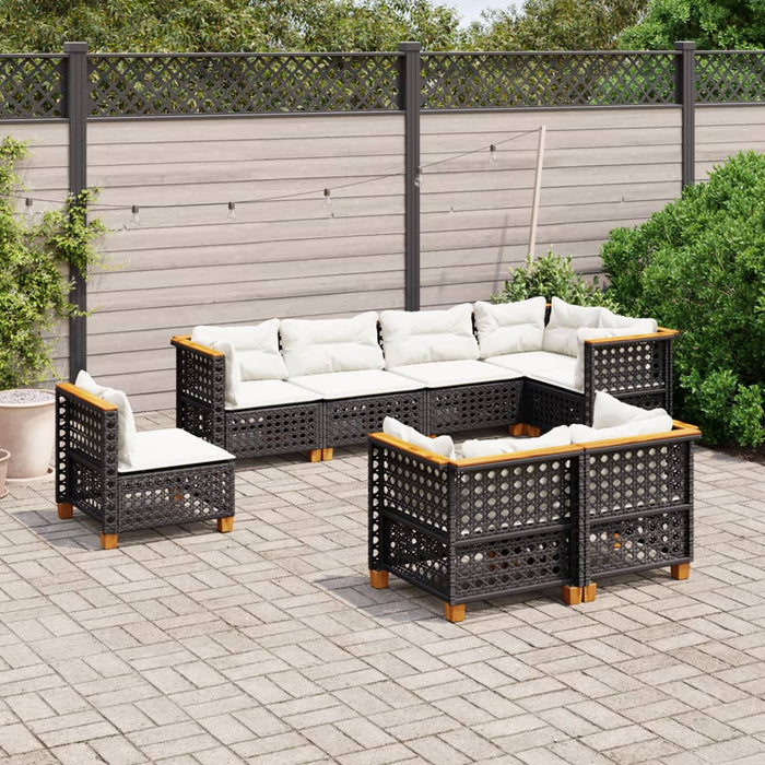 Set Divani da Giardino con Cuscini 8 pz Nero in Polyrattan 3261902