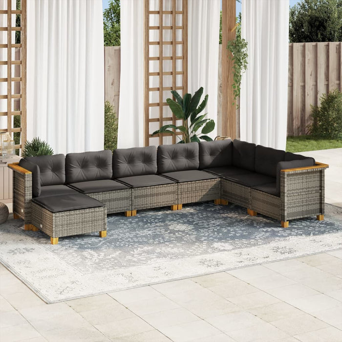 Set Divano da Giardino 8 pz con Cuscini Grigio in Polyrattan 3261954