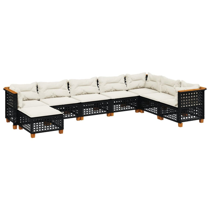 Set Divani da Giardino con Cuscini 8 pz Nero in Polyrattan 3261956