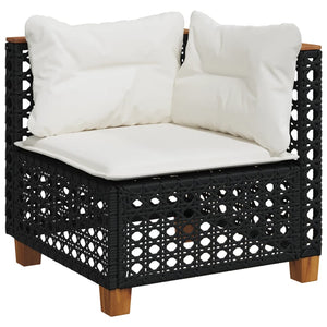 Set Divani da Giardino 9 pz con Cuscini Nero in Polyrattan 3261962