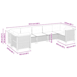 Set Divani da Giardino 7 pz con Cuscini Grigio in Polyrattan 3261972