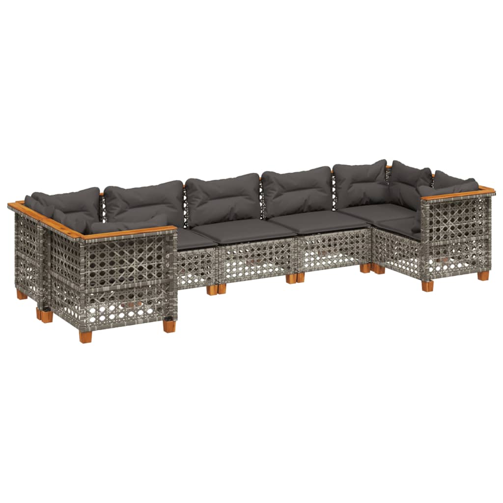 Set Divani da Giardino 7 pz con Cuscini Grigio in Polyrattan 3261975