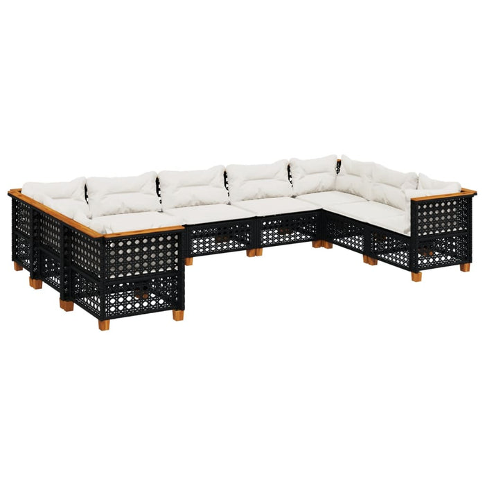 Set Divani da Giardino 9 pz con Cuscini Nero in Polyrattan 3261980