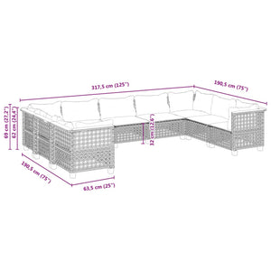 Set Divani da Giardino 9 pz con Cuscini Nero in Polyrattan 3261980