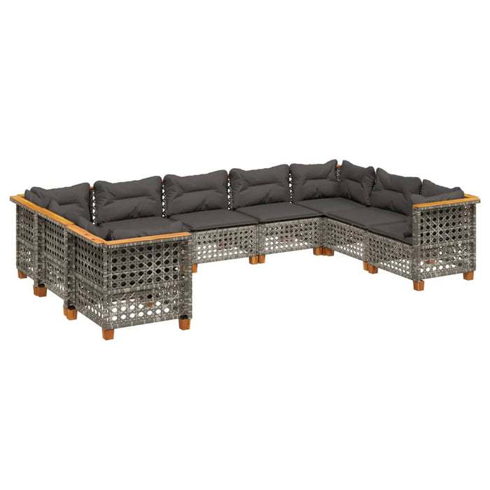 Set Divano da Giardino 9 pz con Cuscini Grigio in Polyrattan 3261981