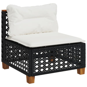 Set Divani da Giardino 10pz con Cuscini in Polyrattan Nero 3262010